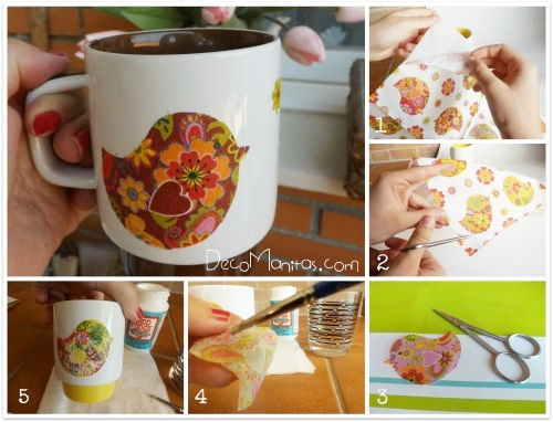 Tazas con decoupage apto para lavavajillas, DecoManitas DecoManitas منازل ديكورات واكسسوارات