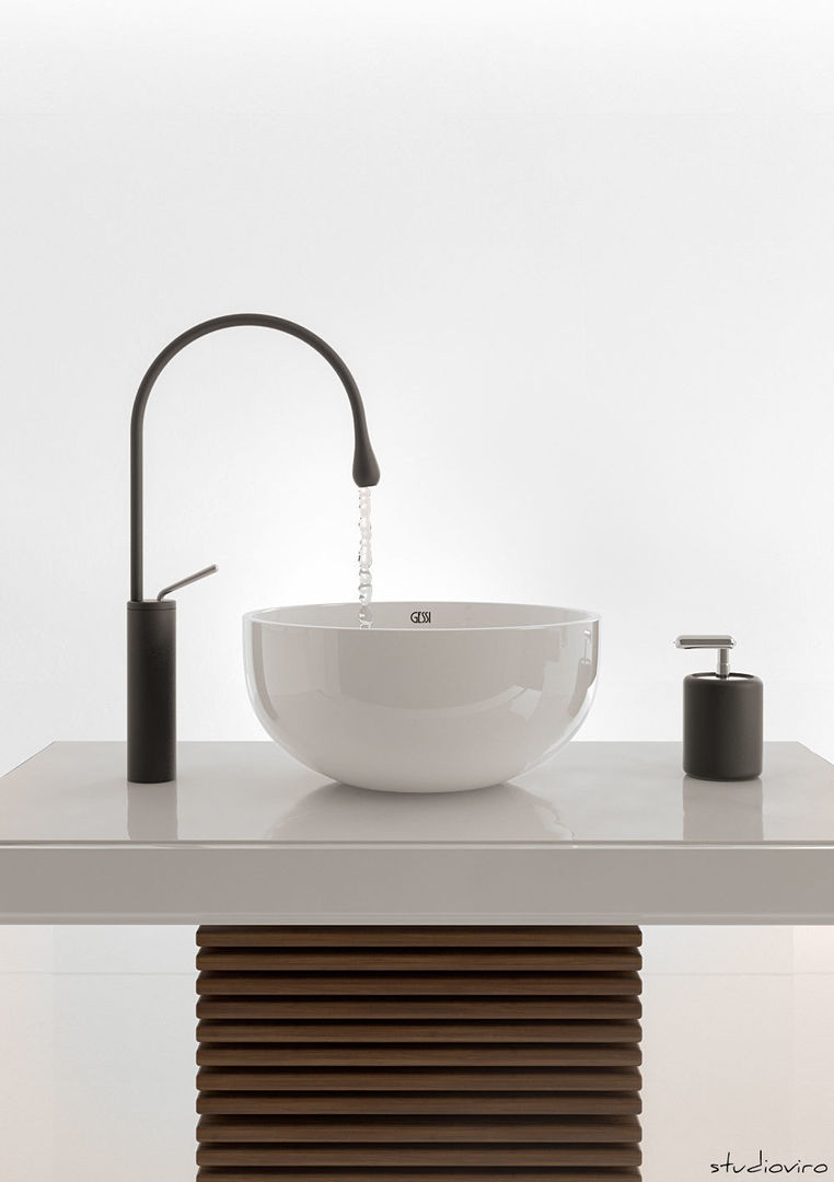 virtual set gessi lavabo + miscelatore goccia, studioviro studioviro Baños de estilo moderno Lavamanos