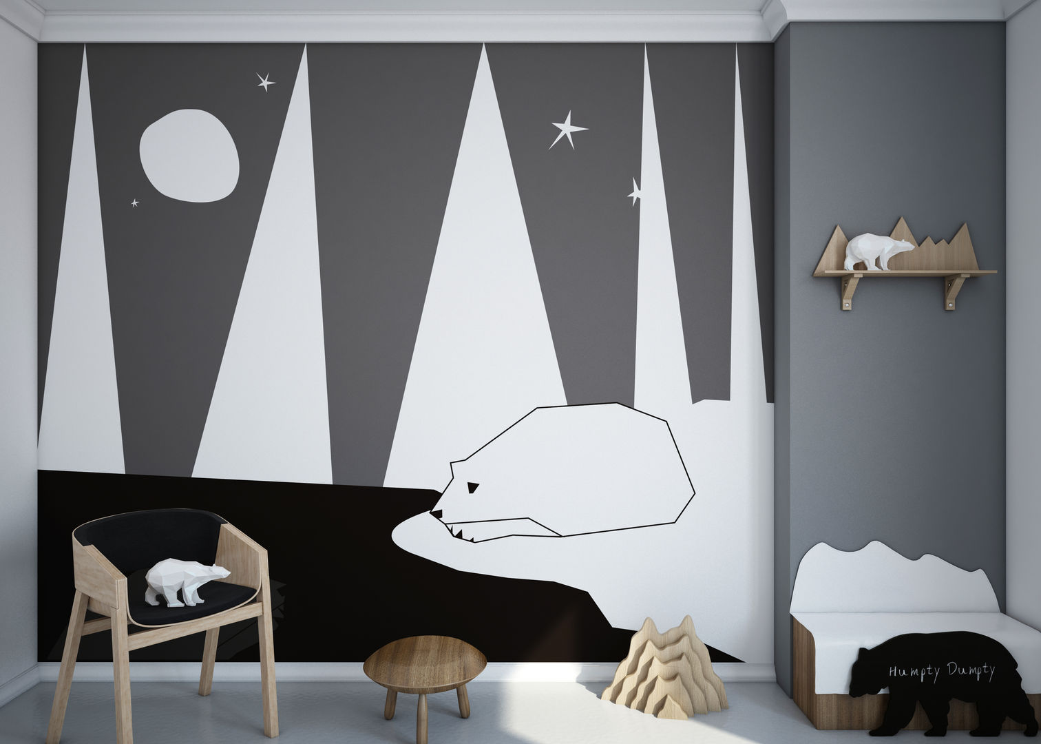 Tapeta Mural Polar Bear Humpty Dumpty Room Decoration Nowoczesne ściany i podłogi Tapety