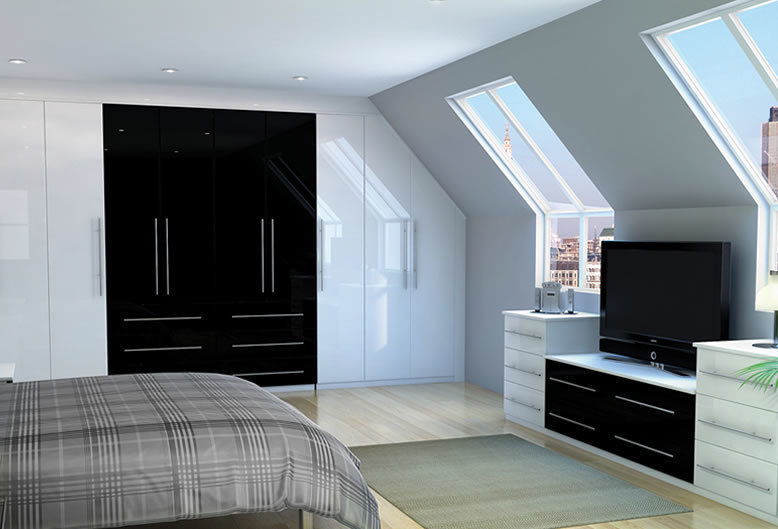 Belmont White Fitted Bedroom Furniture homify ห้องนอน contemporary,modern,gloss,white,black,Wardrobes & closets