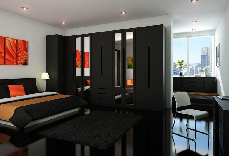 Richmond Fitted Bedroom Furniture homify Bedroom modern,black,gloss,Wardrobes & closets