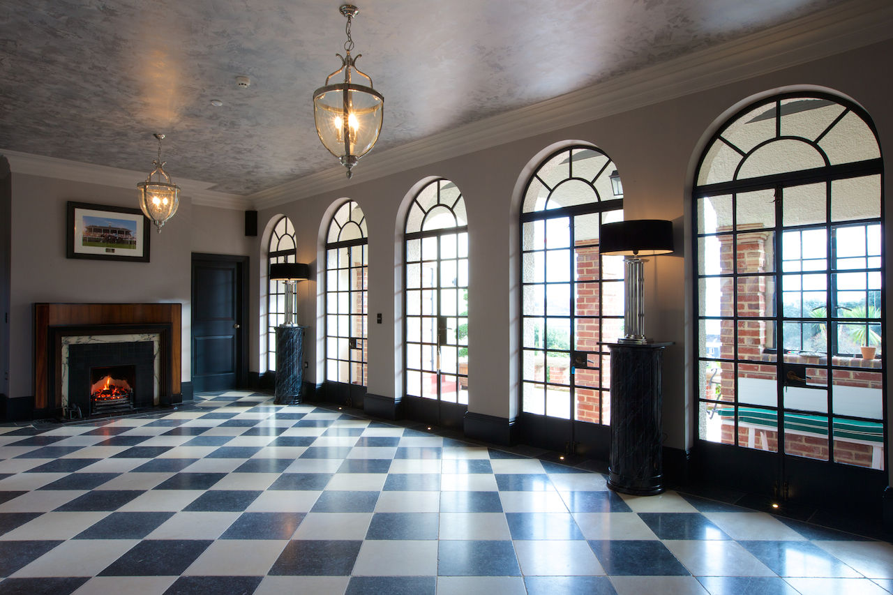 Tora Blue Limestone floor tiles in a tumbled finish. Artisans of Devizes Salon classique