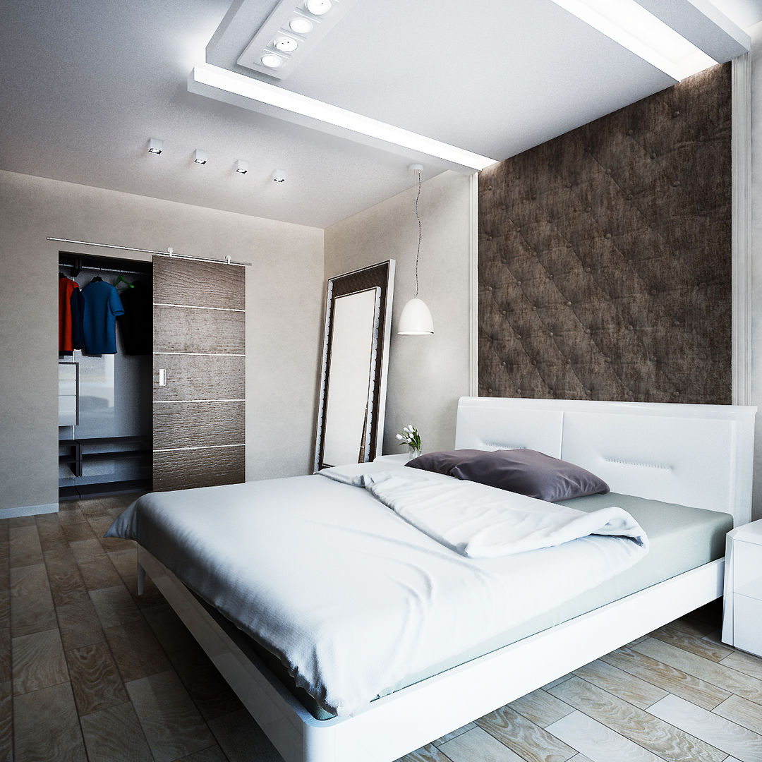 Светлая квартира AbcDesign Спальня в стиле минимализм