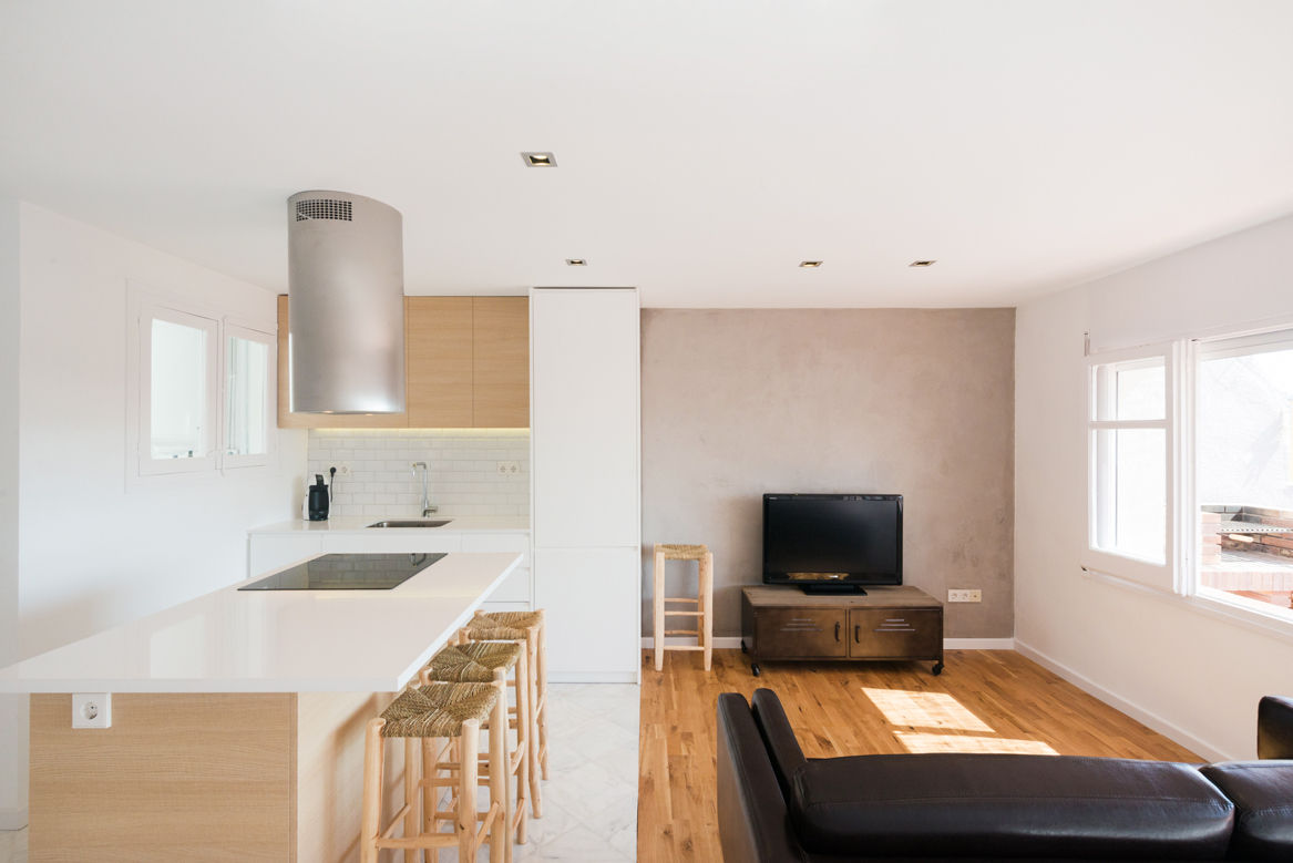 cocina + sala estar LF24 Arquitectura Interiorismo Cocinas de estilo moderno island kitchen