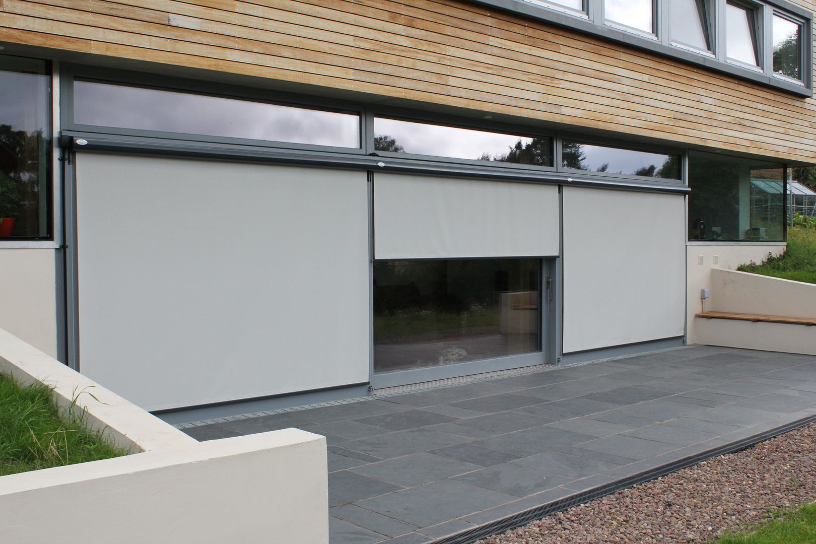 External Roller Blind Installation in Coldingham. homify Pintu & Jendela Modern Blinds & shutters