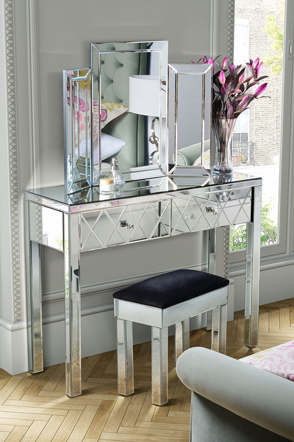 Knightsbridge Mirrored Dressing Table with 4 legs My Furniture غرفة نوم تسريحة