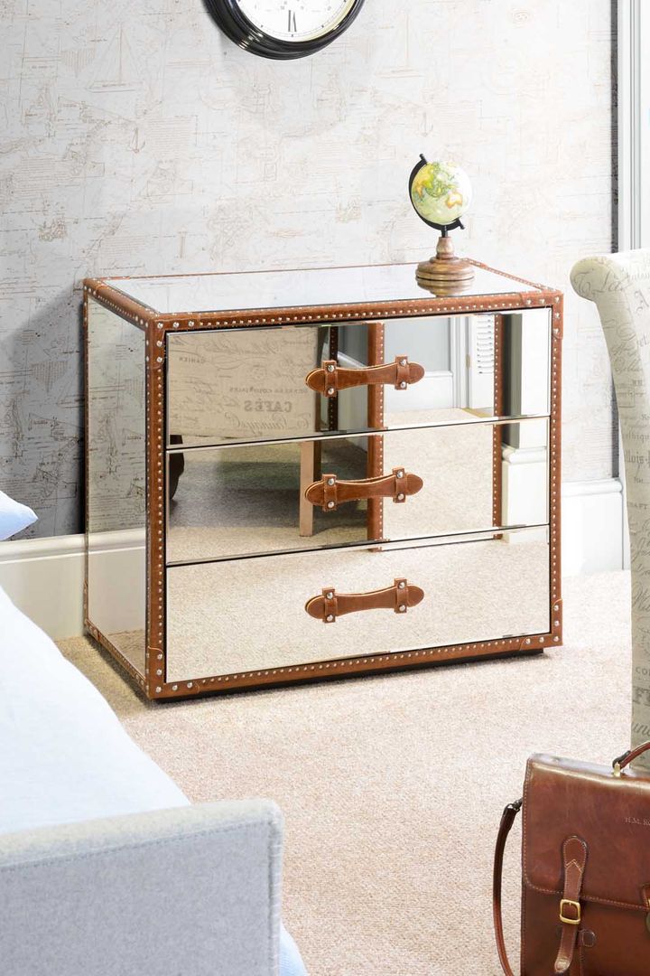 Cape Verde Mirrored Chest with 3 Drawers homify Colonial style dressing room Wardrobes & drawers