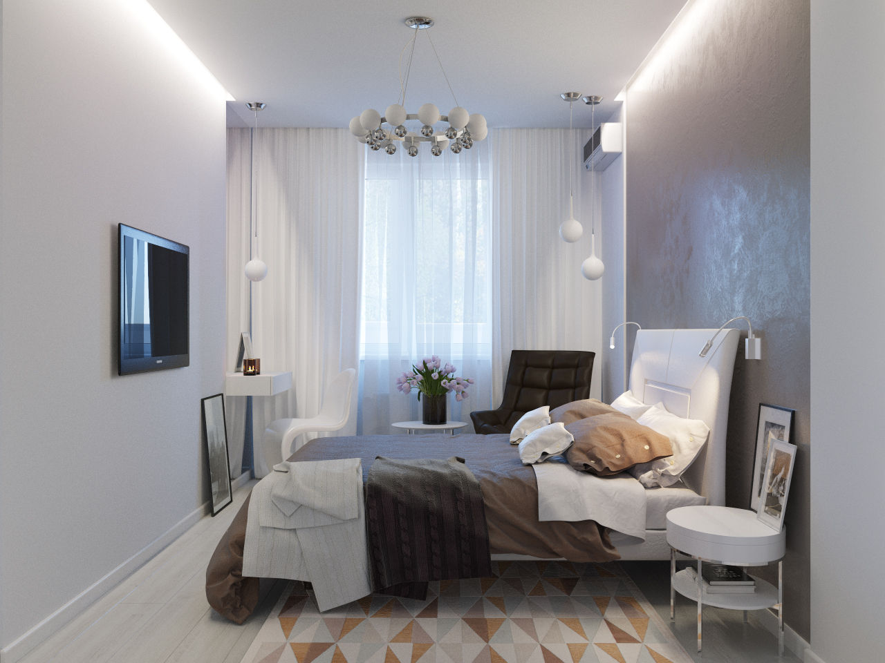Квартира для современной пары, Оксана Мухина Оксана Мухина Minimalist bedroom