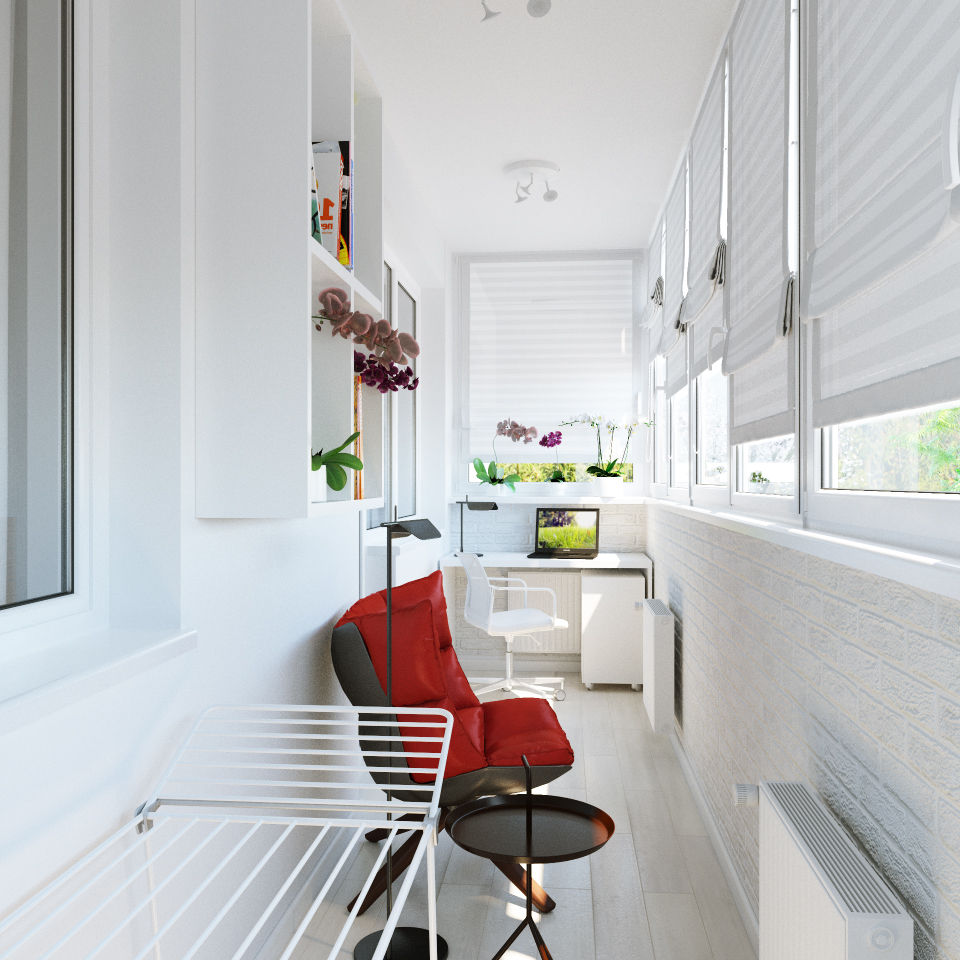 Квартира для современной пары, Оксана Мухина Оксана Мухина Балкон и терраса в стиле минимализм