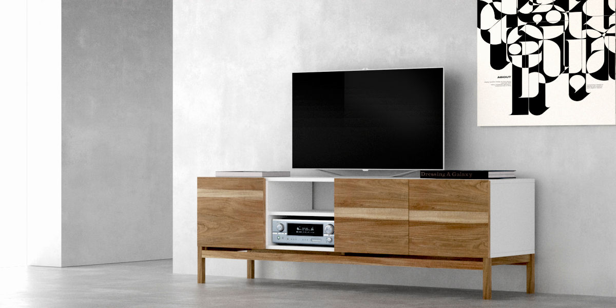 Muebles contemporanes, Forma muebles Forma muebles 모던스타일 거실 솔리드 우드 멀티 컬러 TV 스탠드 & 캐비닛