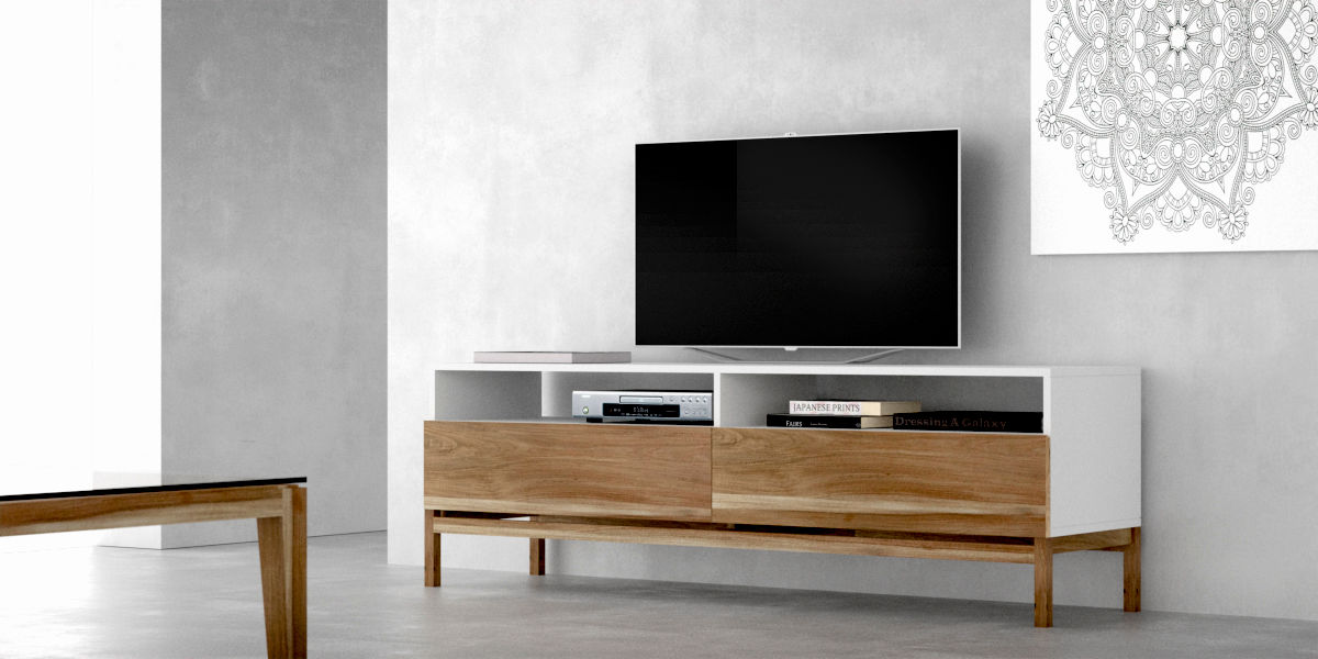 Muebles para TV Forma muebles Livings modernos: Ideas, imágenes y decoración Madera maciza Multicolor Mesas y soportes para TV y multimedia