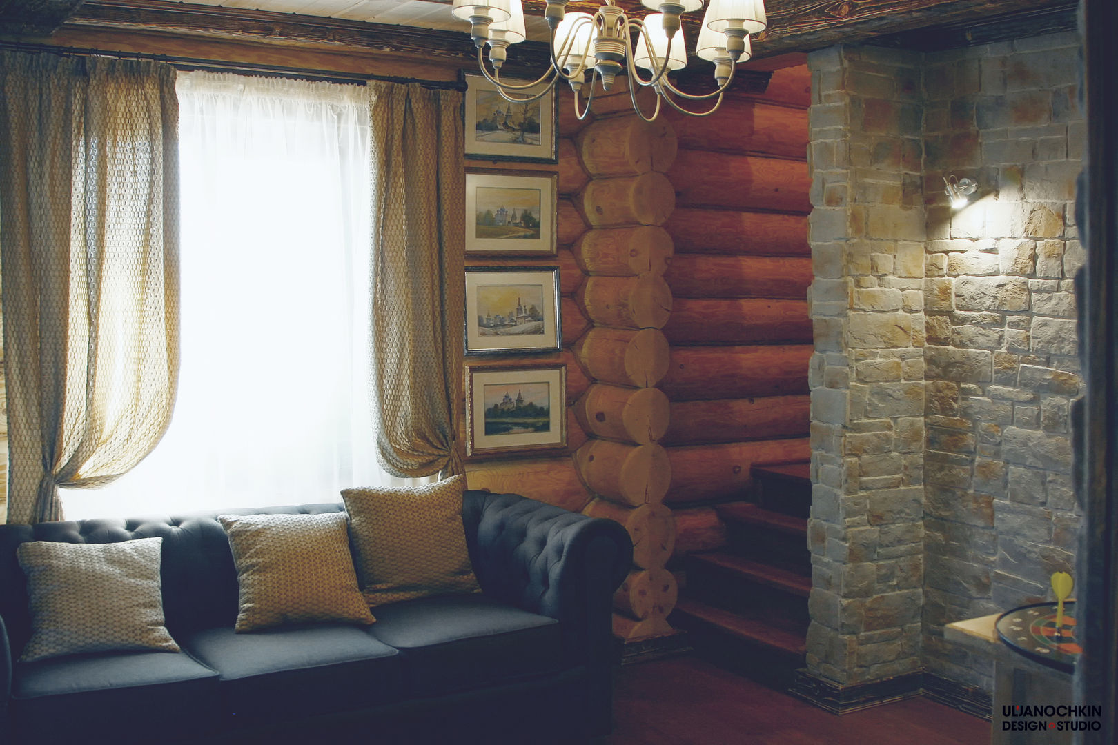 Деревянный дом , ULJANOCHKIN DESIGN*STUDIO ULJANOCHKIN DESIGN*STUDIO Country style living room