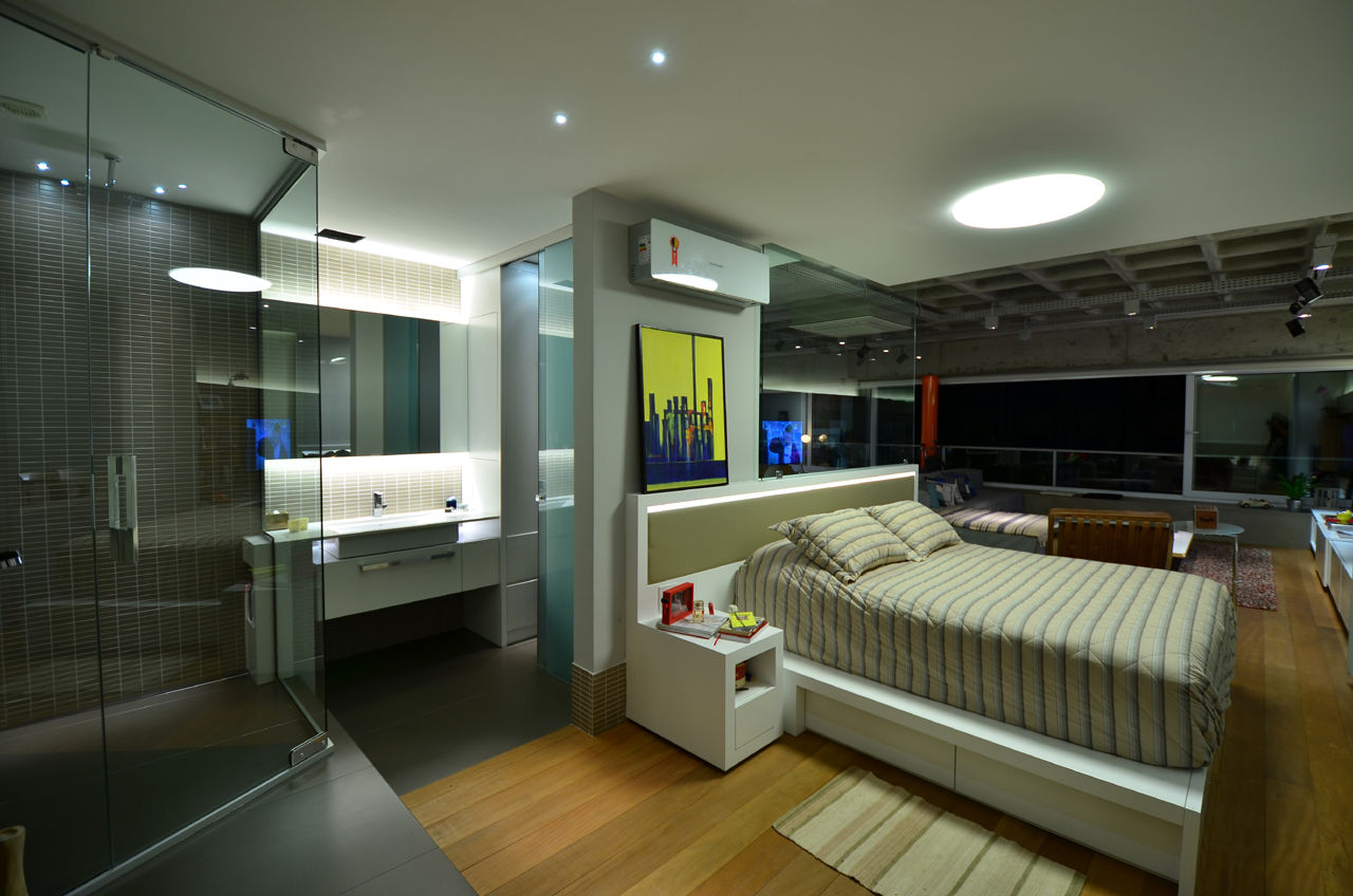 APARTAMENTO LOFT, HECHER YLLANA ARQUITETOS HECHER YLLANA ARQUITETOS غرفة نوم