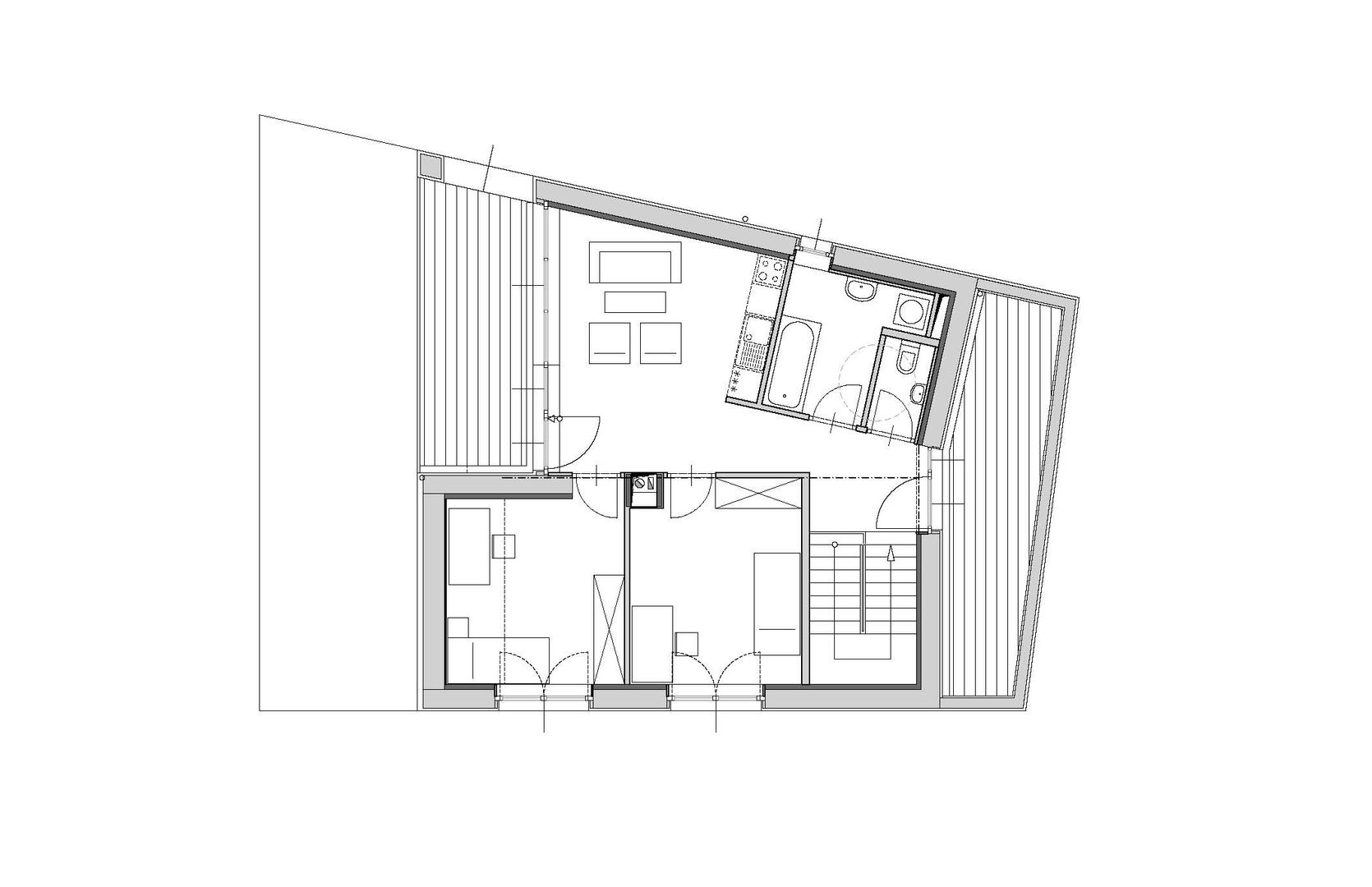 Grundriss Obergeschoss: modern von Symbios Architektur,Modern