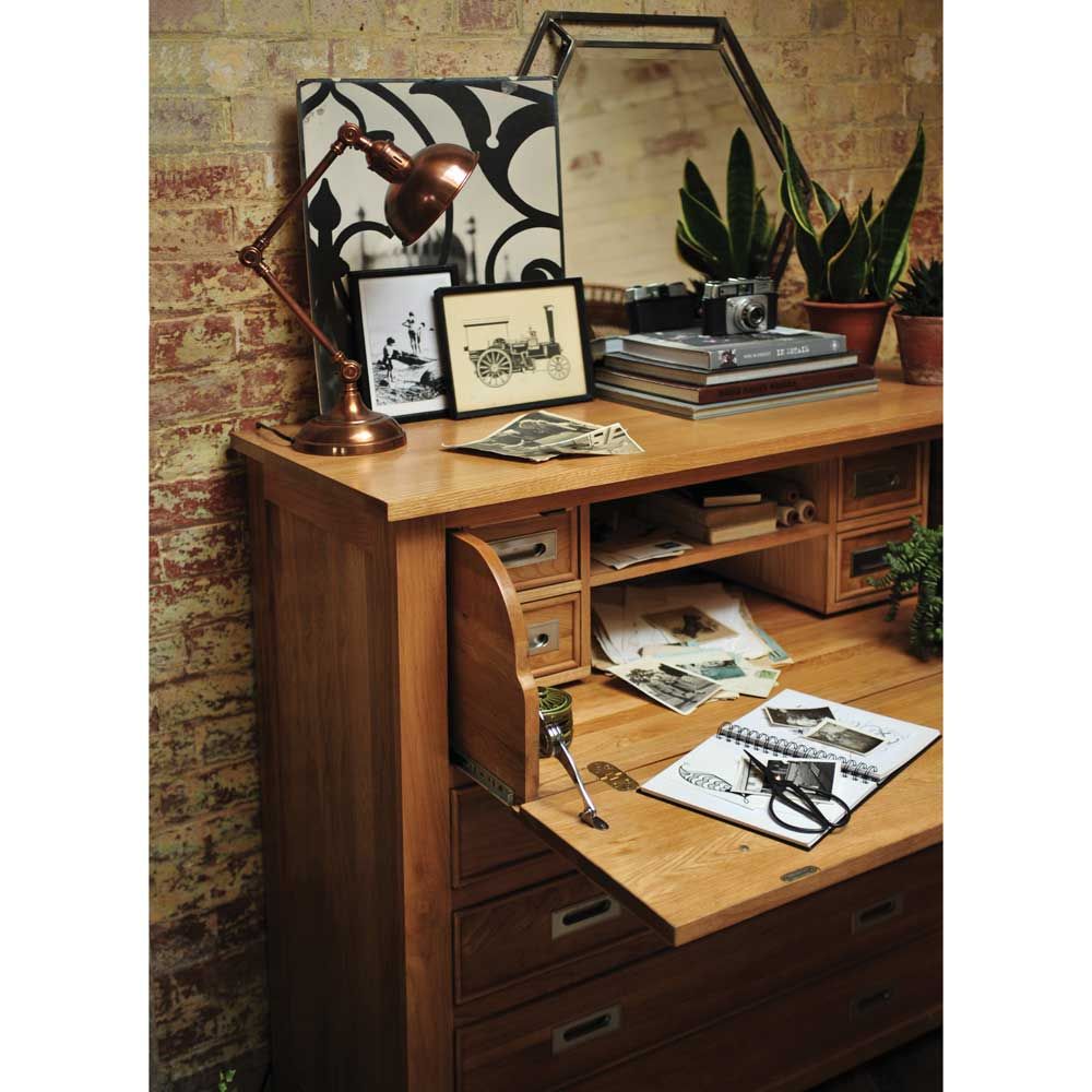 Light Oak Hidden Bureau The Cotswold Company Country style study/office Wood Wood effect