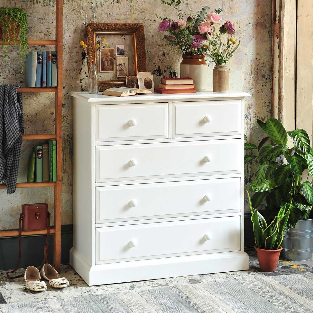 Burford Painted 2+3 Drawer Narrow Chest The Cotswold Company Landelijke slaapkamers Hout Hout