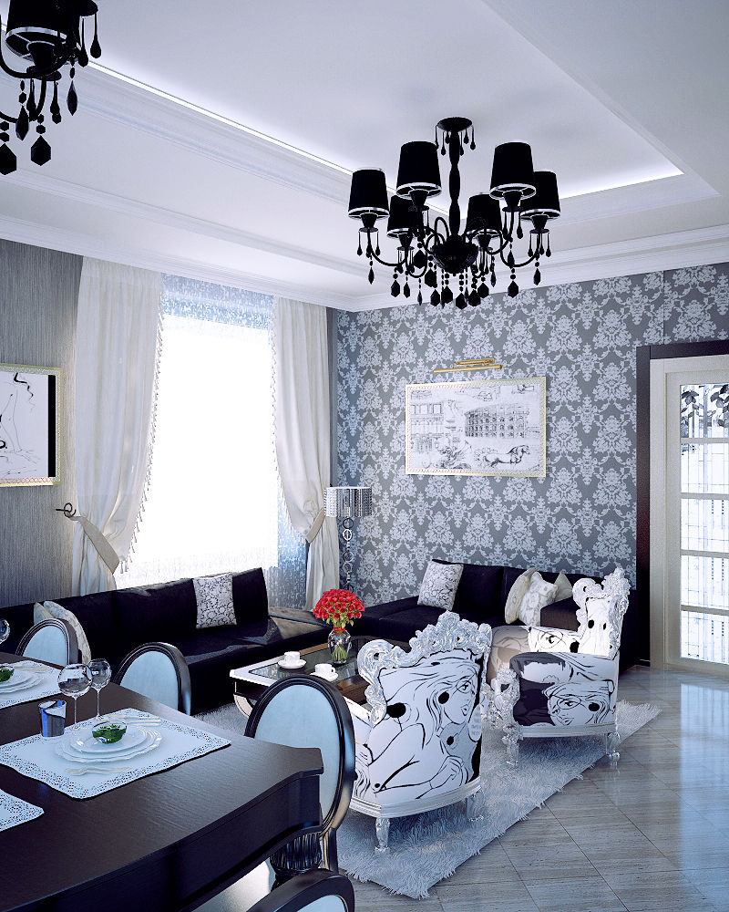 Villa Nicolina, Shtantke Interior Design Shtantke Interior Design غرفة المعيشة