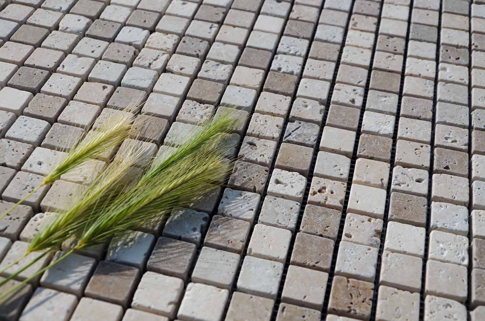 Mosaici in travertino, Pietre di Rapolano Pietre di Rapolano Paredes y pisos de estilo rústico Piedra Revestimientos de paredes y pisos