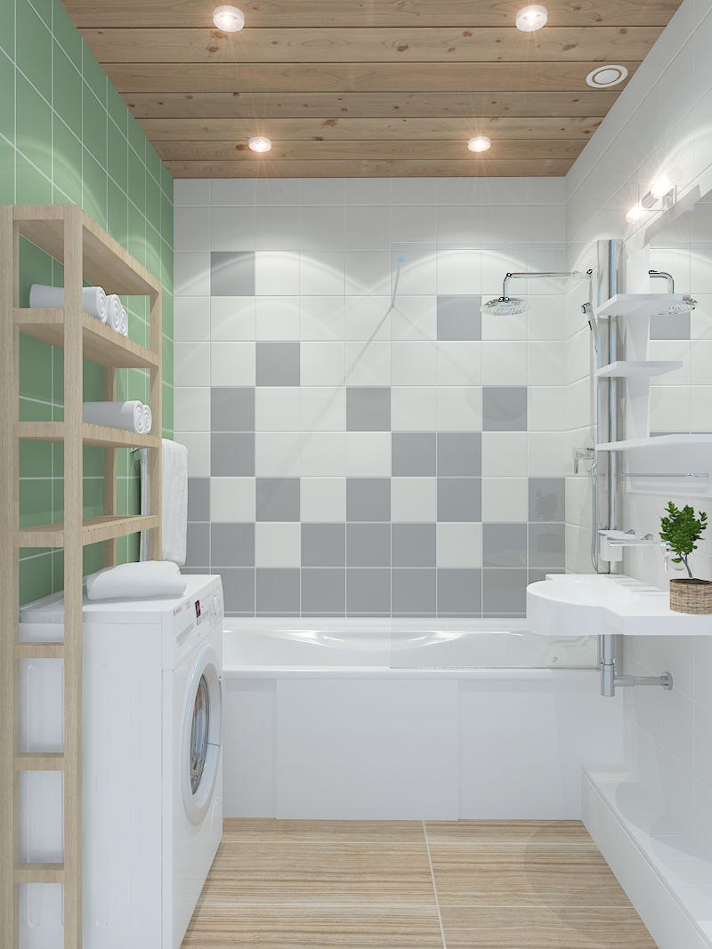 Трехкомнатная квартира, Design Rules Design Rules 地中海スタイルの お風呂・バスルーム