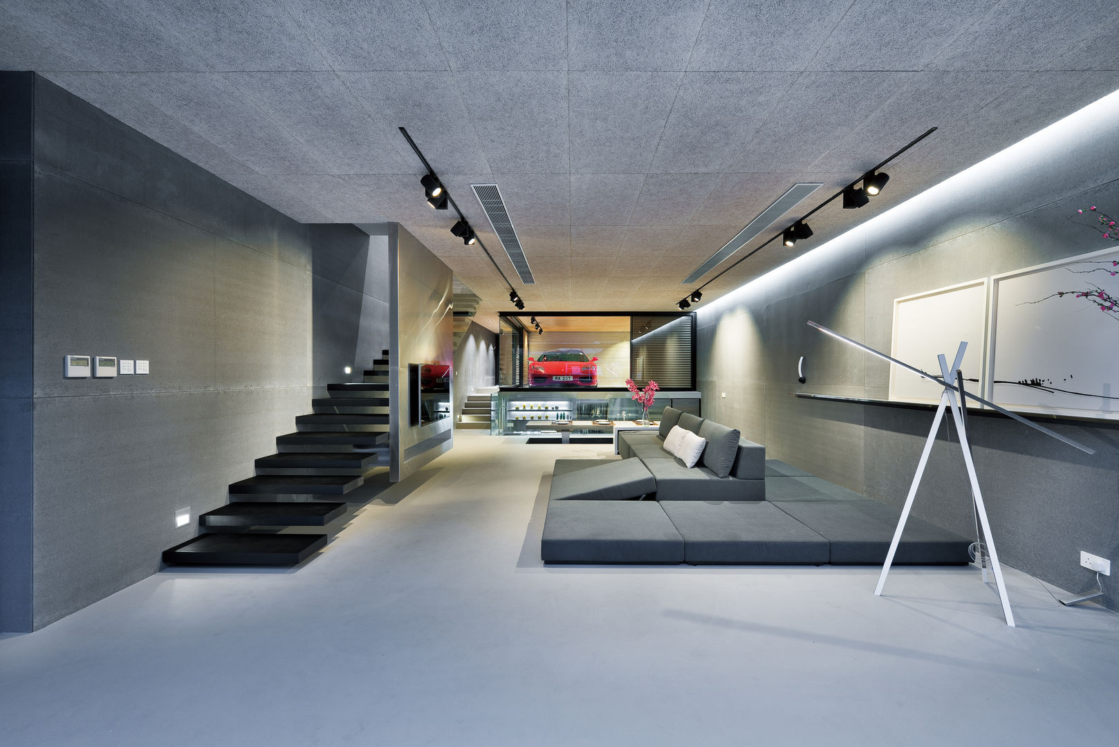 Magazine editorial - House in Sai Kung by Millimeter, Millimeter Interior Design Limited Millimeter Interior Design Limited Modern living room Automotive design,Interior design,Building,Flooring,Floor,Fixture,Ceiling,Space,Engineering,Design