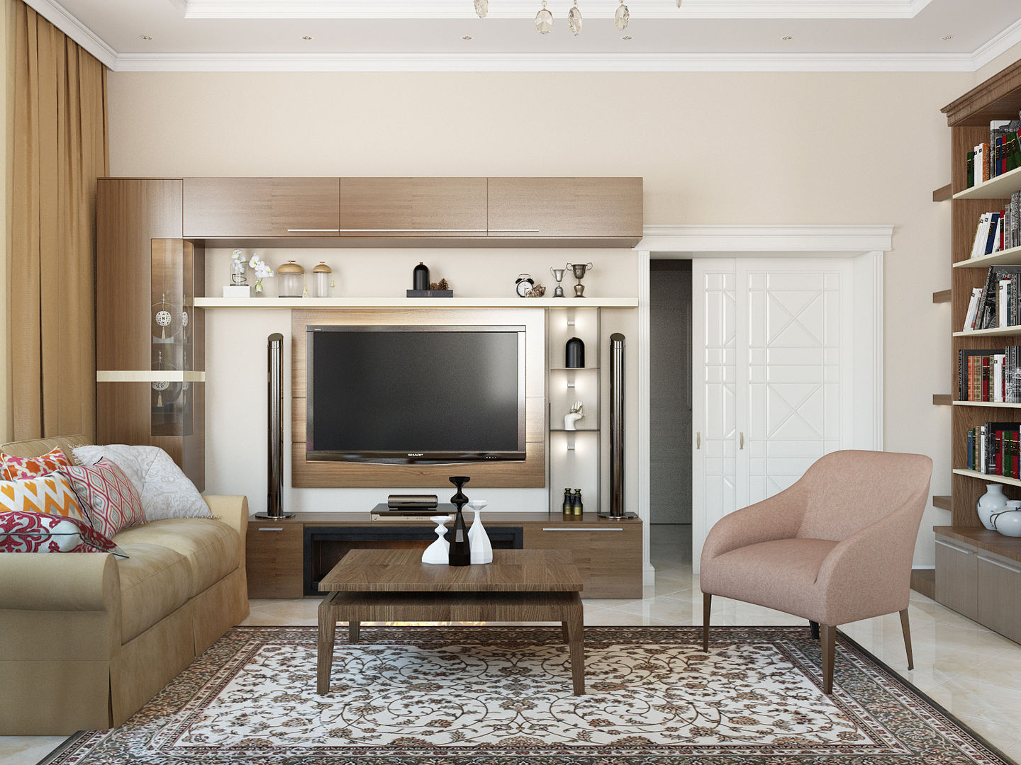 Классический интерьер с элементами ориентал и красивыми десткими, Tatiana Zaitseva Design Studio Tatiana Zaitseva Design Studio Modern living room