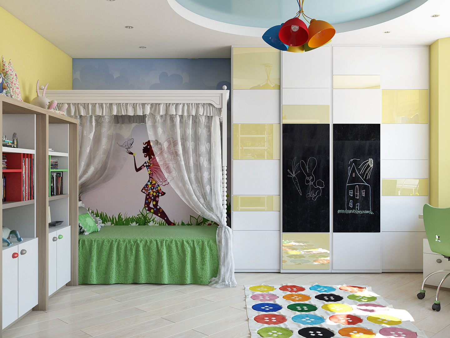 Минималистичный интерьер с яркой детской, Tatiana Zaitseva Design Studio Tatiana Zaitseva Design Studio Dormitorios infantiles de estilo minimalista