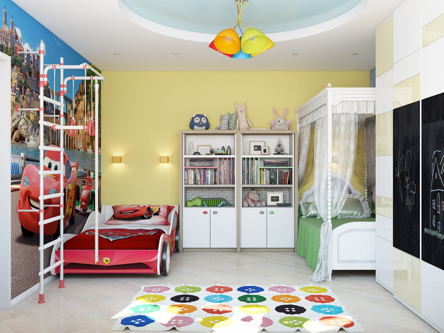 Минималистичный интерьер с яркой детской, Tatiana Zaitseva Design Studio Tatiana Zaitseva Design Studio Minimalistische kinderkamers