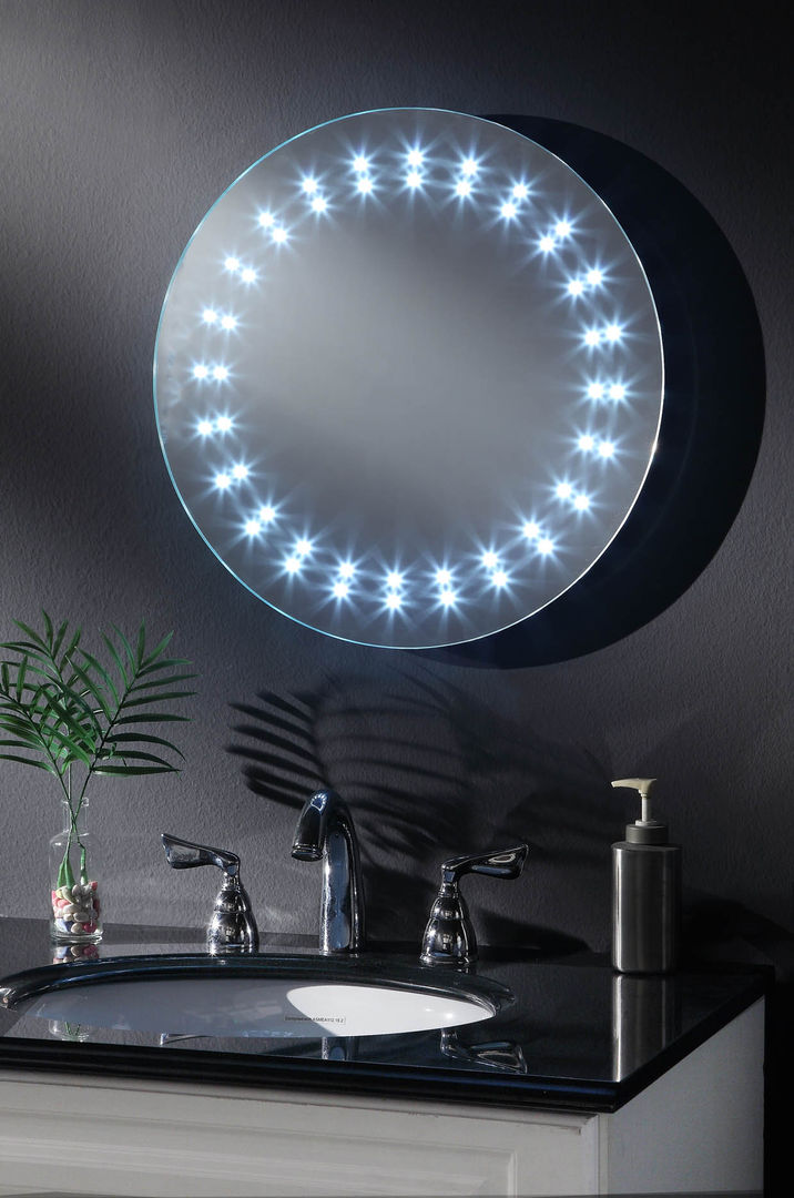 Electron Illuminated Round LED Bathroom Mirror homify Modern Banyo Aynalar