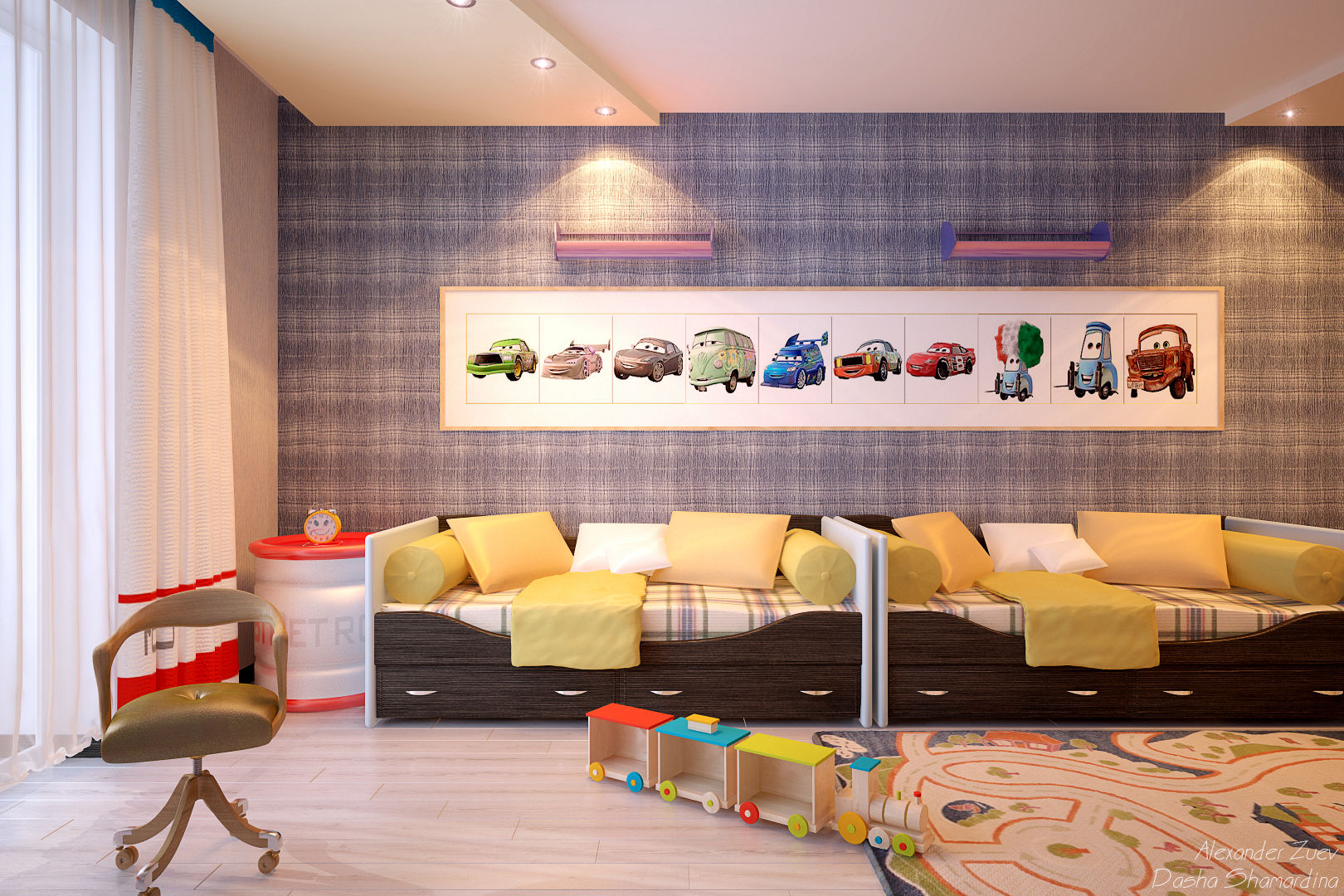Дизайн детской мальчиков в современном стиле в ЖК "Новый город" Студия интерьерного дизайна happy.design Детская комната в стиле модерн