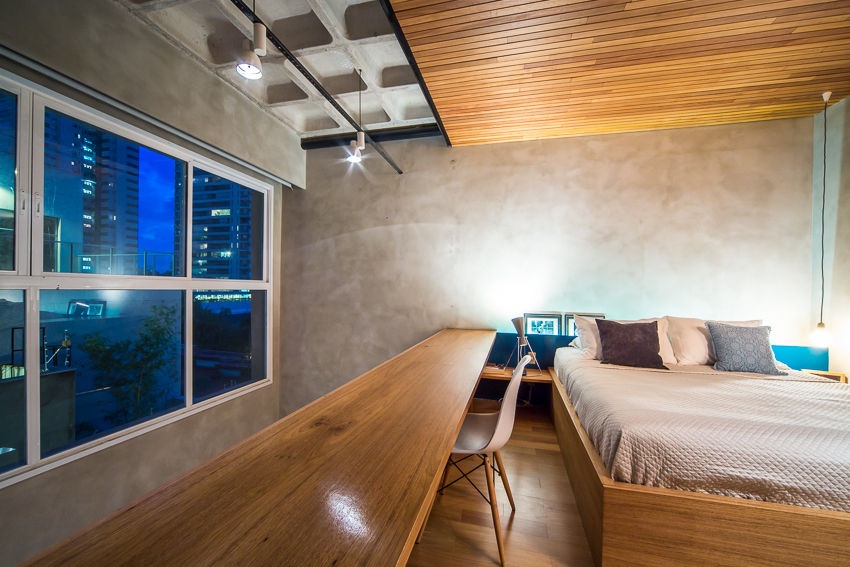 apto cobre/blue, Casa100 Arquitetura Casa100 Arquitetura モダンスタイルの寝室