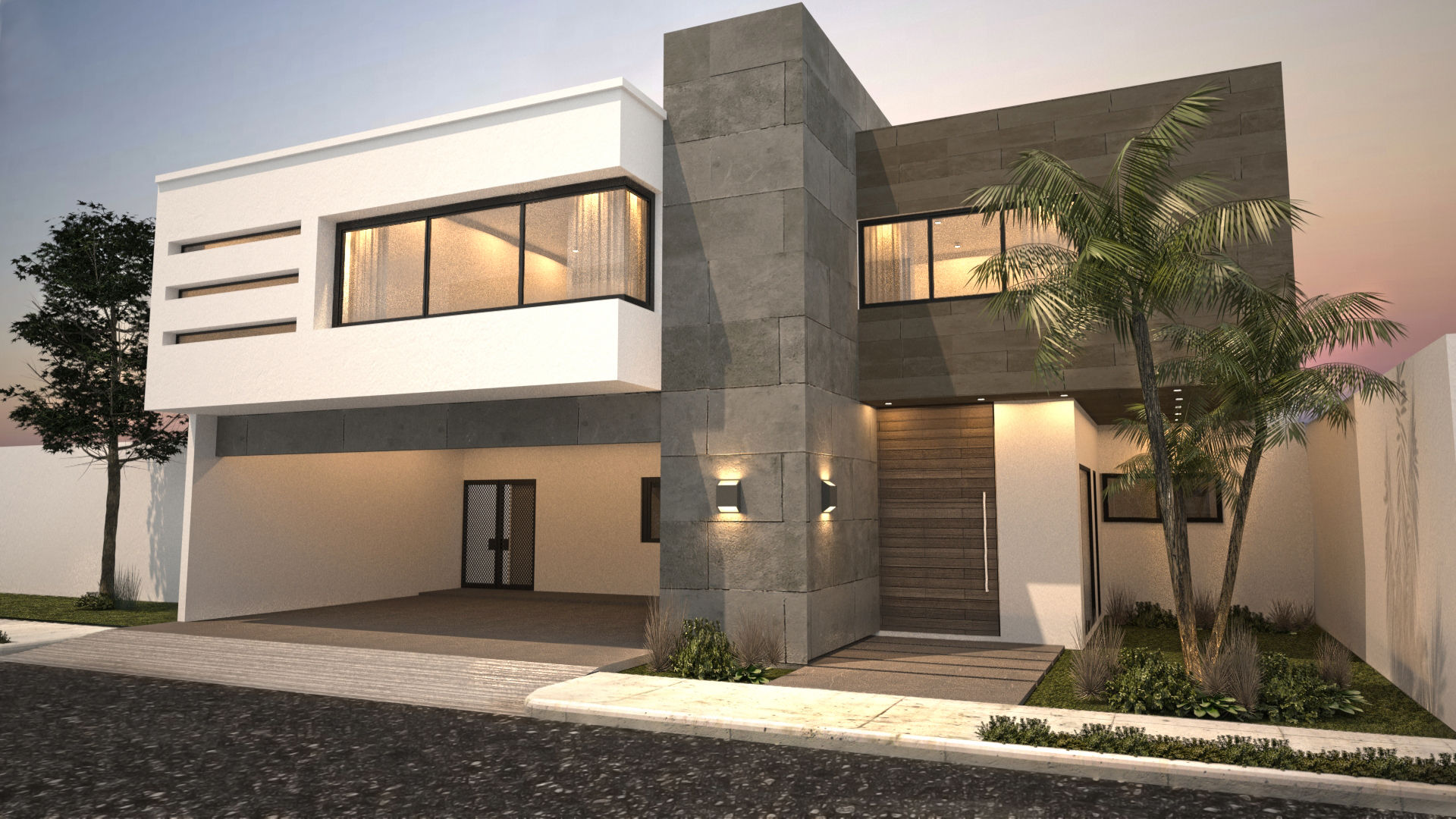 Fachada principal / Sur homify Casas modernas