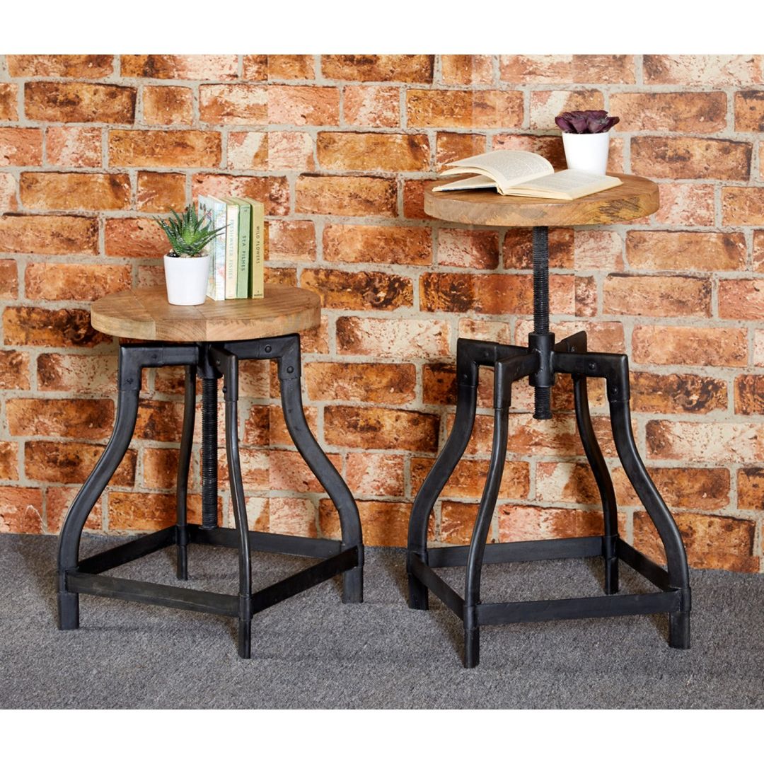 Bonsoni Baudouin Industrial Stool Made From Reclaimed Metal And Wood by British Raj Furniture homify Colonial style living room Wood Wood effect Stools & chairs