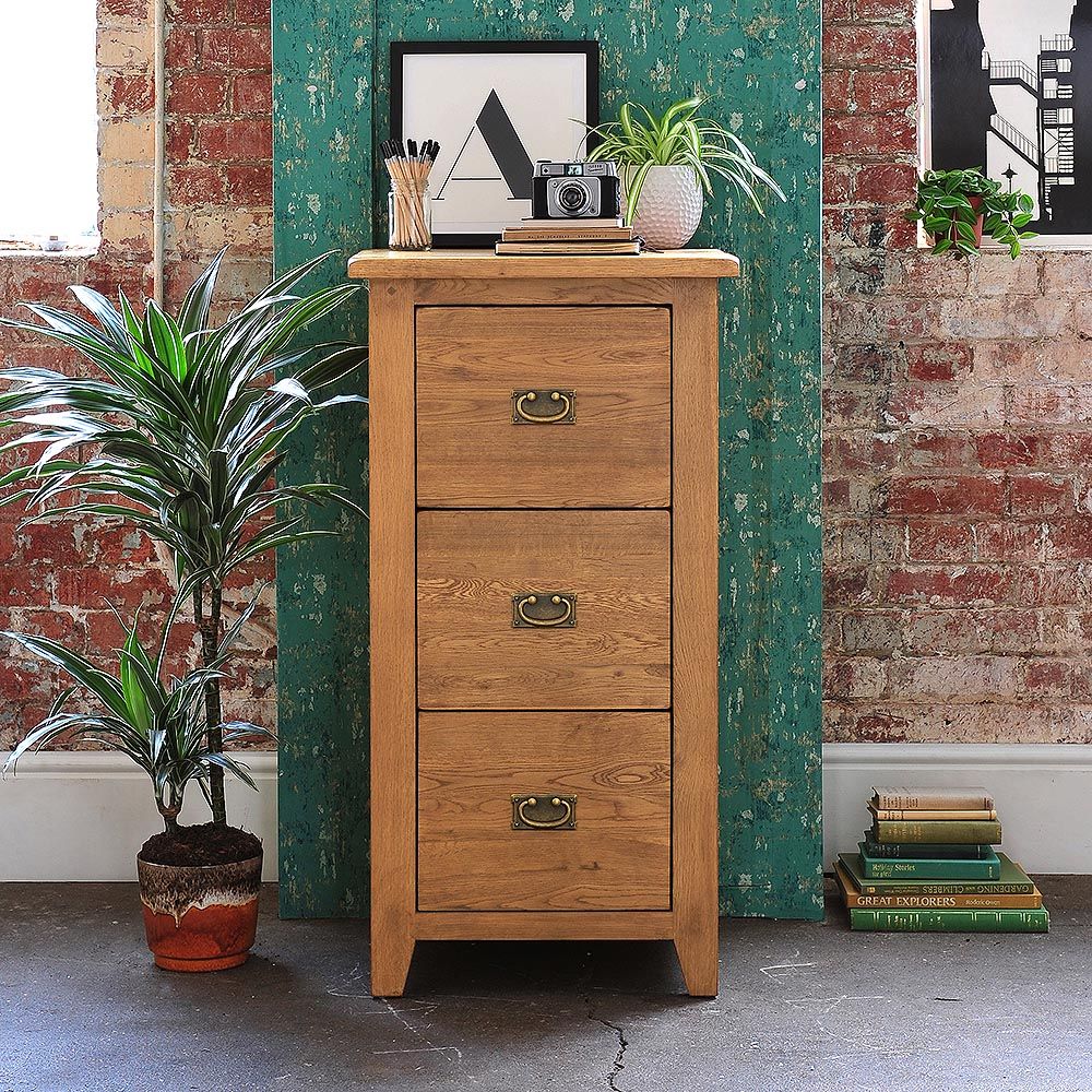Oakland 3 Drawer Filing Cabinet The Cotswold Company ห้องทำงาน/อ่านหนังสือ ไม้ Wood effect