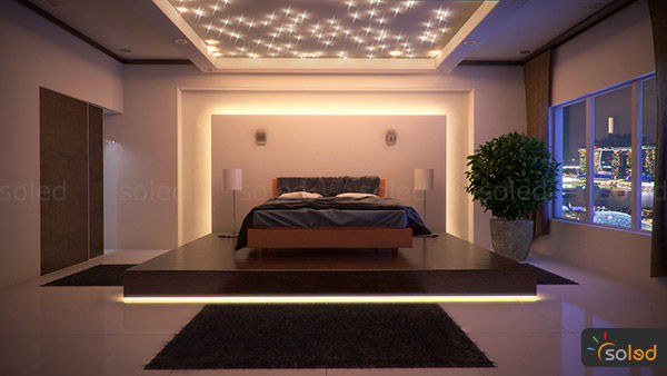 Gwieździste niebo - Starry Sky, SOLED Projekty i Dekoracje Świetlne Jacek Solka SOLED Projekty i Dekoracje Świetlne Jacek Solka Modern style bedroom Lighting