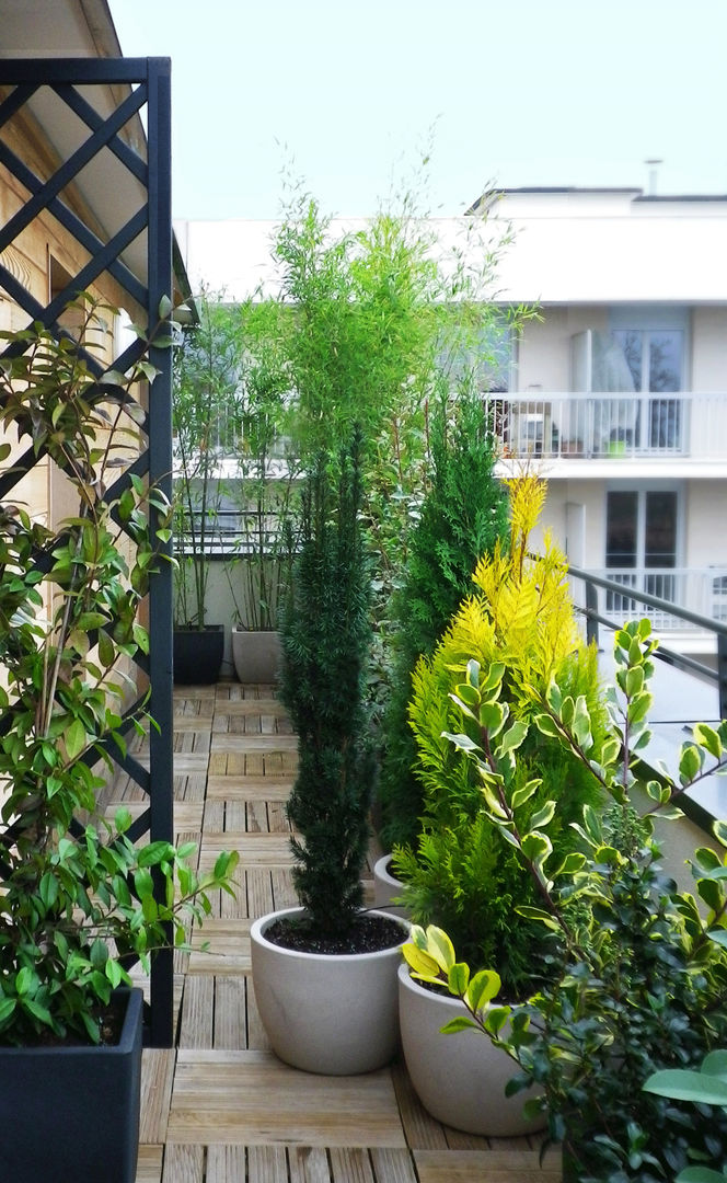 VERT PRINTEMPS | Une terrasse à l’abris des regards, Skéa Designer Skéa Designer Сад в стиле минимализм Бамбук Зеленый