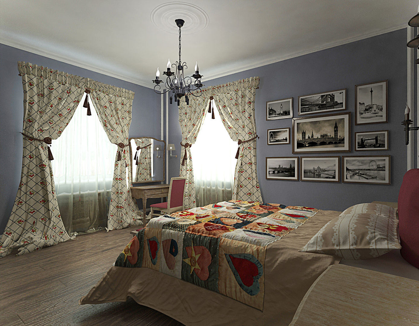 "Дворянское гнездо", студия Виталии Романовской студия Виталии Романовской Country style bedroom