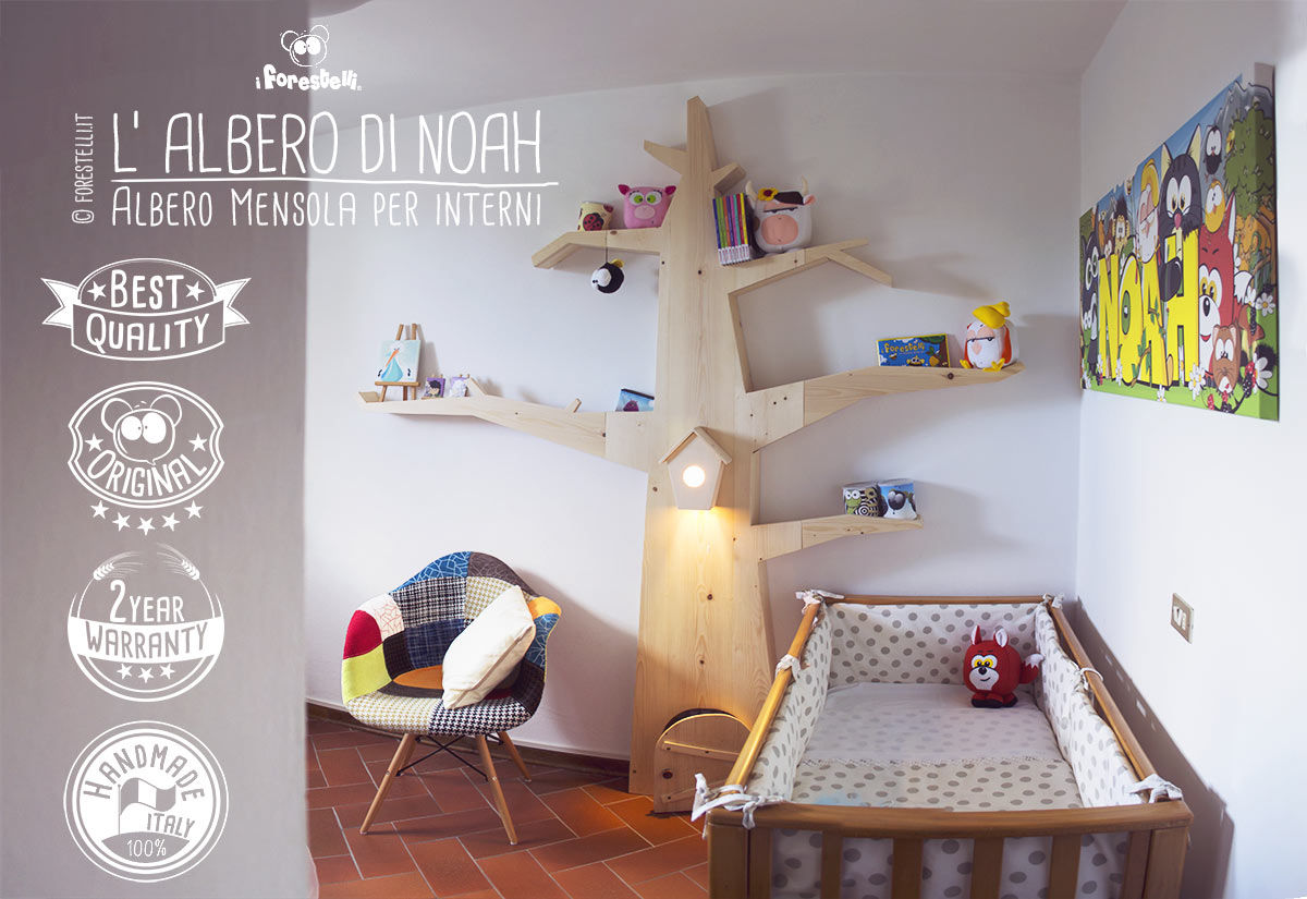 L'Albero di Noah: Albero Mensola per camerette, I Forestelli I Forestelli Rustic style nursery/kids room Solid Wood Multicolored Wardrobes & closets