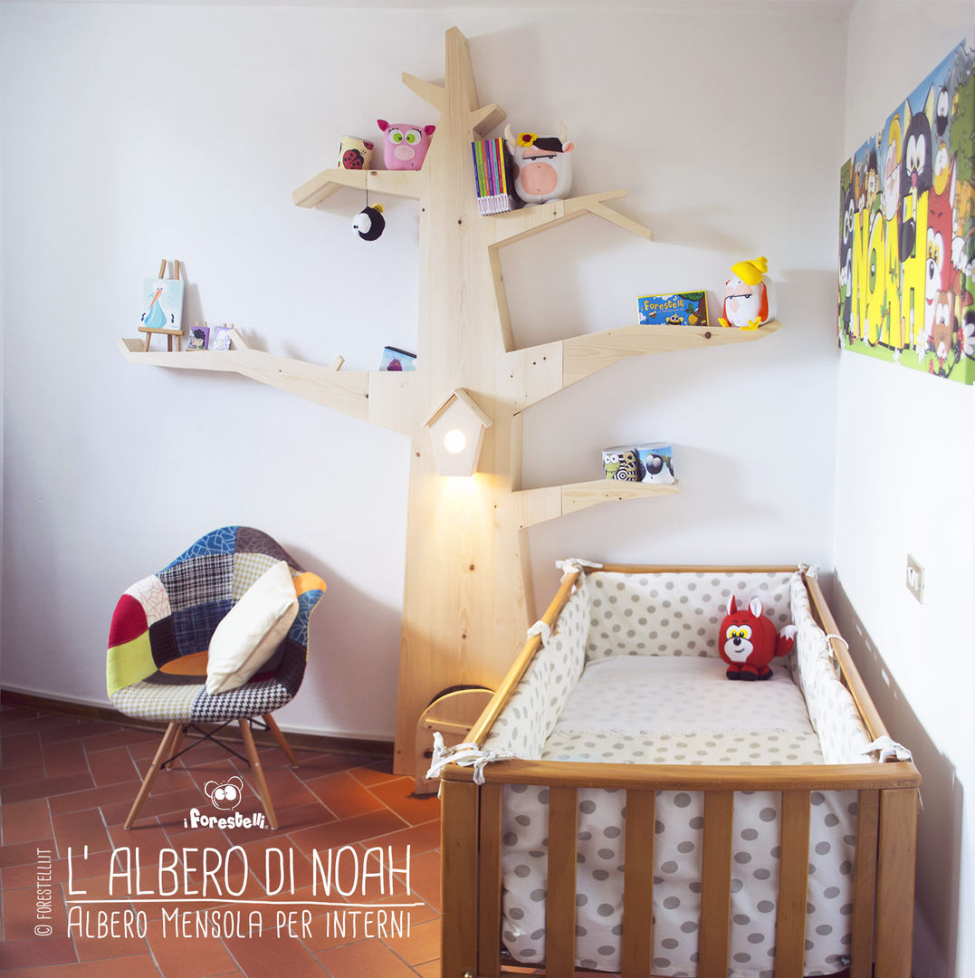 L'Albero di Noah: Albero Mensola per camerette, I Forestelli I Forestelli Rustic style nursery/kids room Solid Wood Multicolored Wardrobes & closets