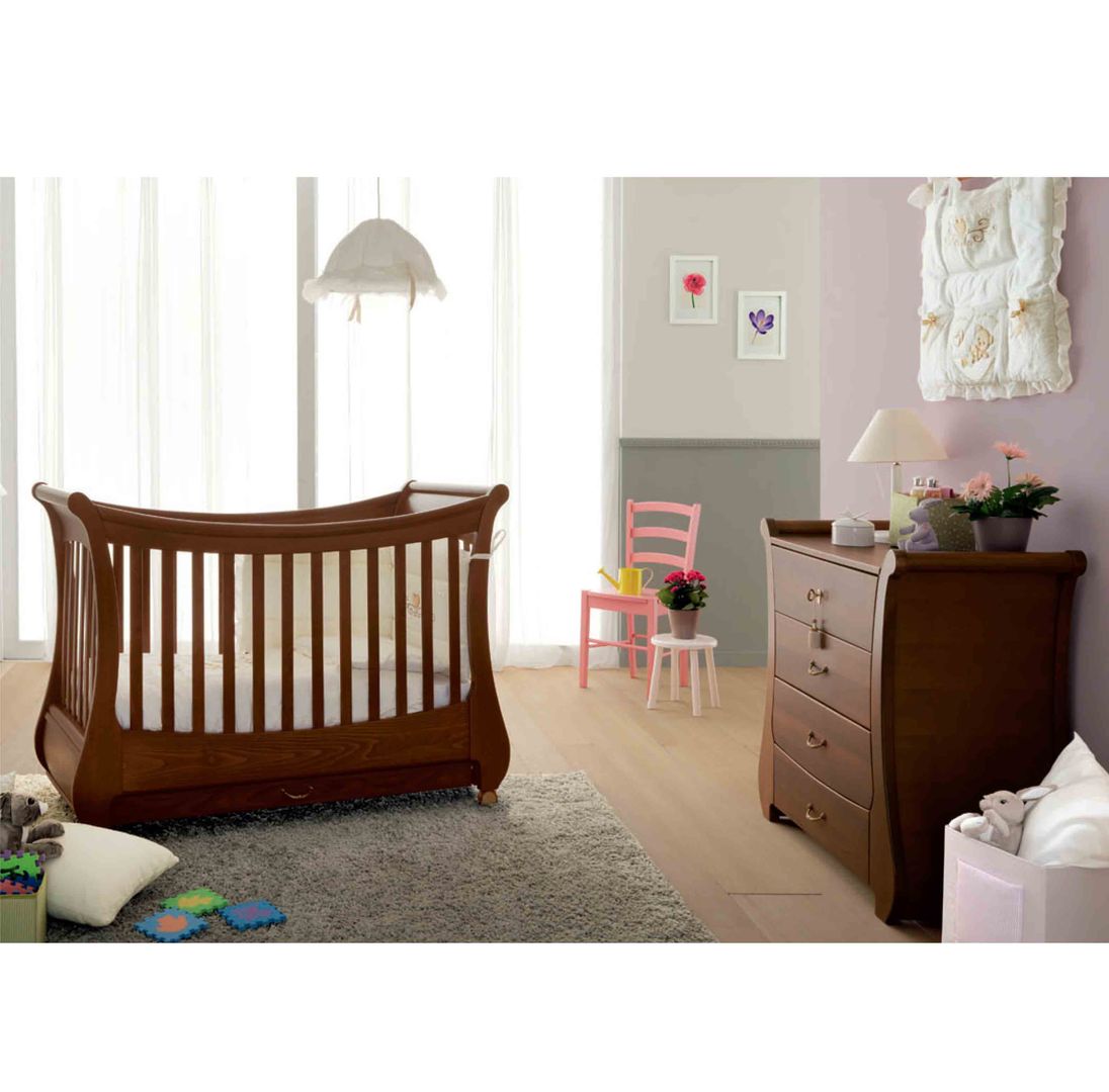 'Tulip' luxury antique walnut cot by Pali homify Modern nursery/kids room Wood Wood effect Beds & cribs