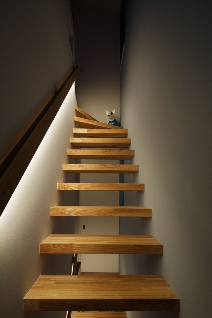 高津の家, 向山建築設計事務所 向山建築設計事務所 Modern corridor, hallway & stairs