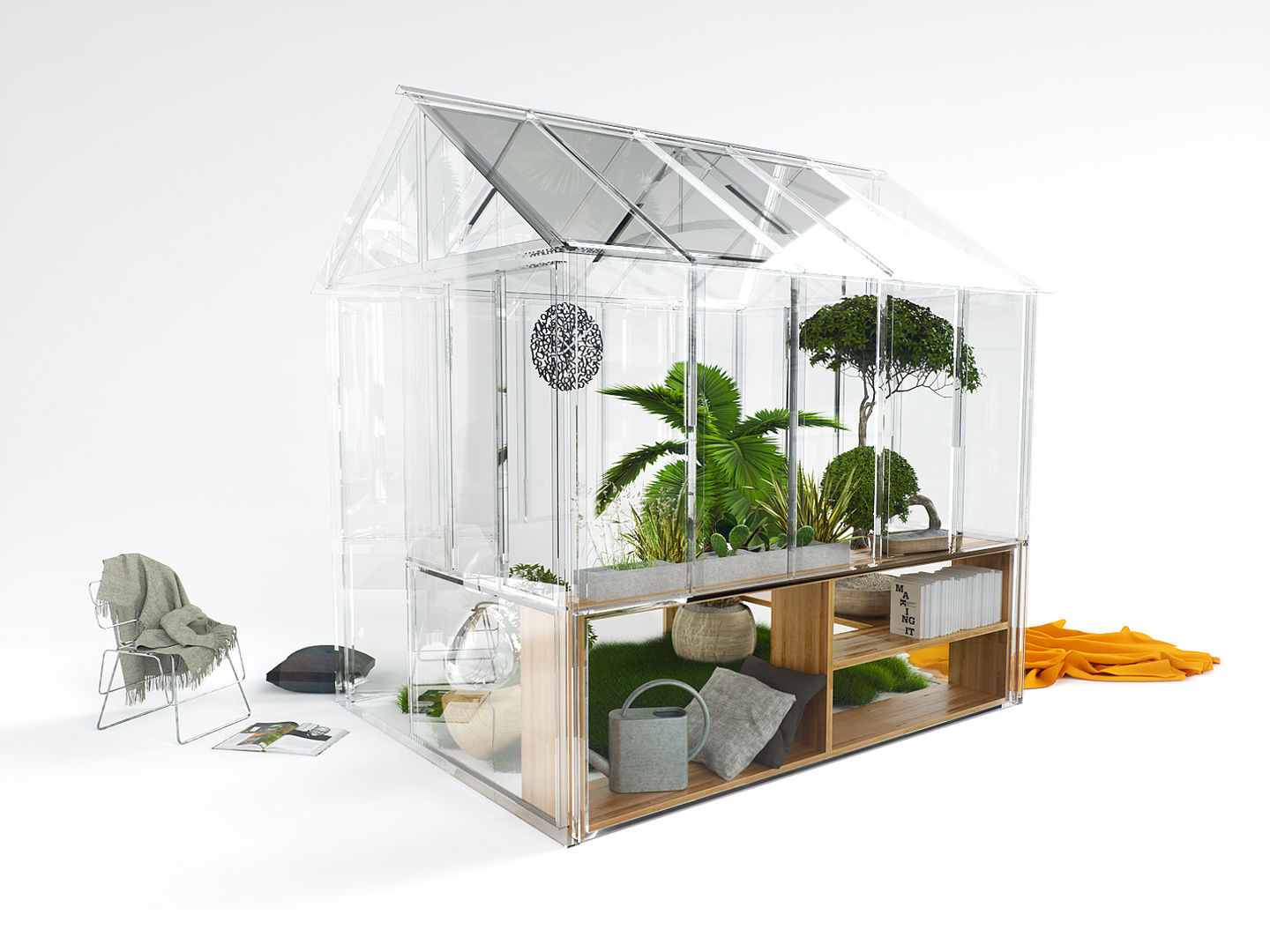 ​The invisible small greenhouse Nantes Frédéric TABARY Сад в стиле лофт Пластик Беседки и теплицы