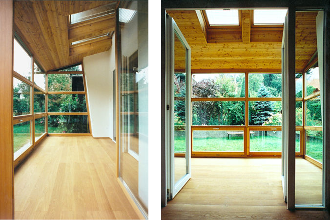 EFH Kierling, dietrich + lang architekten dietrich + lang architekten Jardines de invierno de estilo moderno Madera Acabado en madera