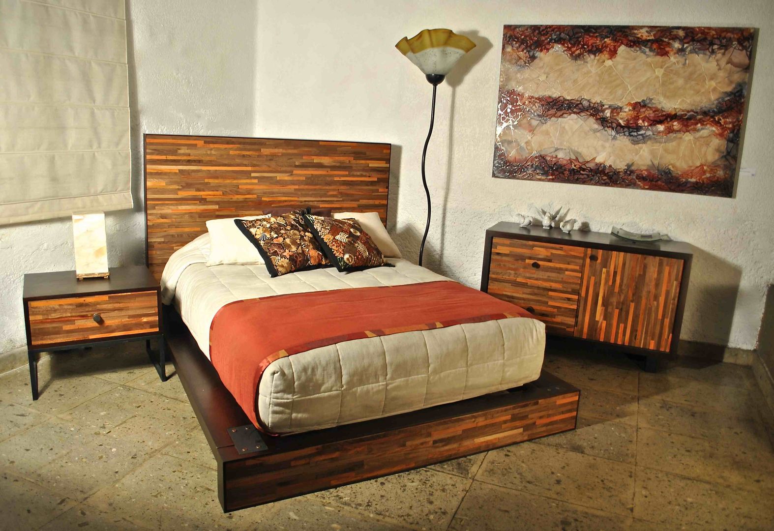 Recamara Reciclato Nogal, Semillero Muebles Semillero Muebles ห้องนอน ไม้ Wood effect เตียงนอนและหัวเตียง