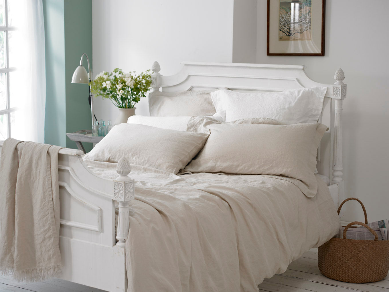 Parure Stone Wash percale 80 fils - Linge de lit, King of Cotton France King of Cotton France クラシカルスタイルの 寝室 綿 赤色 テキスタイル