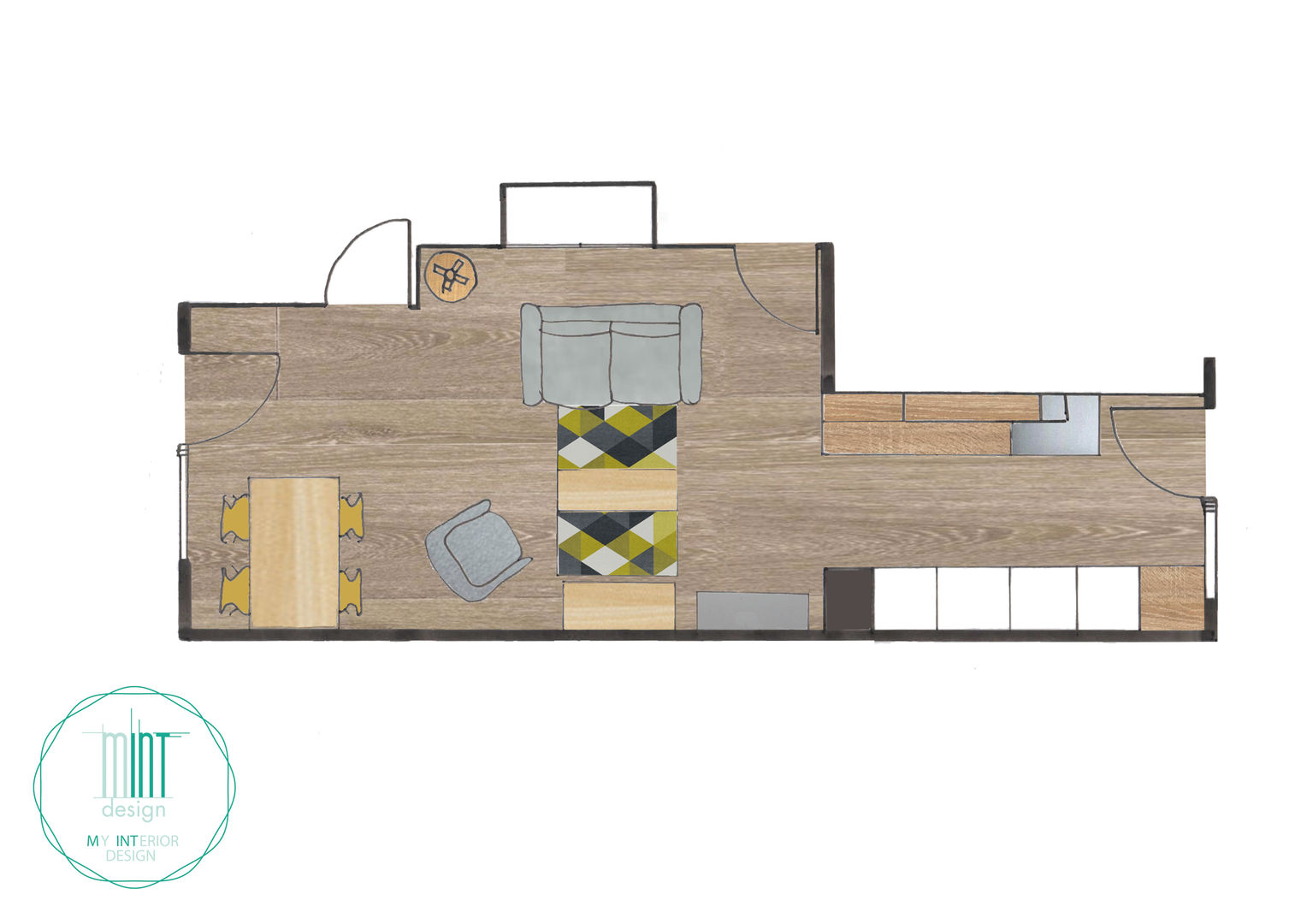 Agencement & Couleurs d'un appartement à Balma, Mint Design Mint Design Living room Wood Wood effect