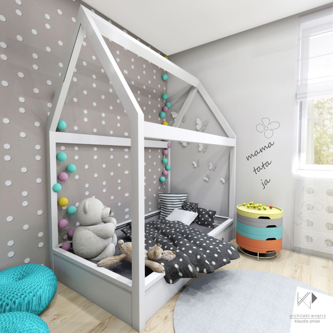 Pokój 2-latki, Architekt wnętrz Klaudia Pniak Architekt wnętrz Klaudia Pniak Dormitorios infantiles modernos: