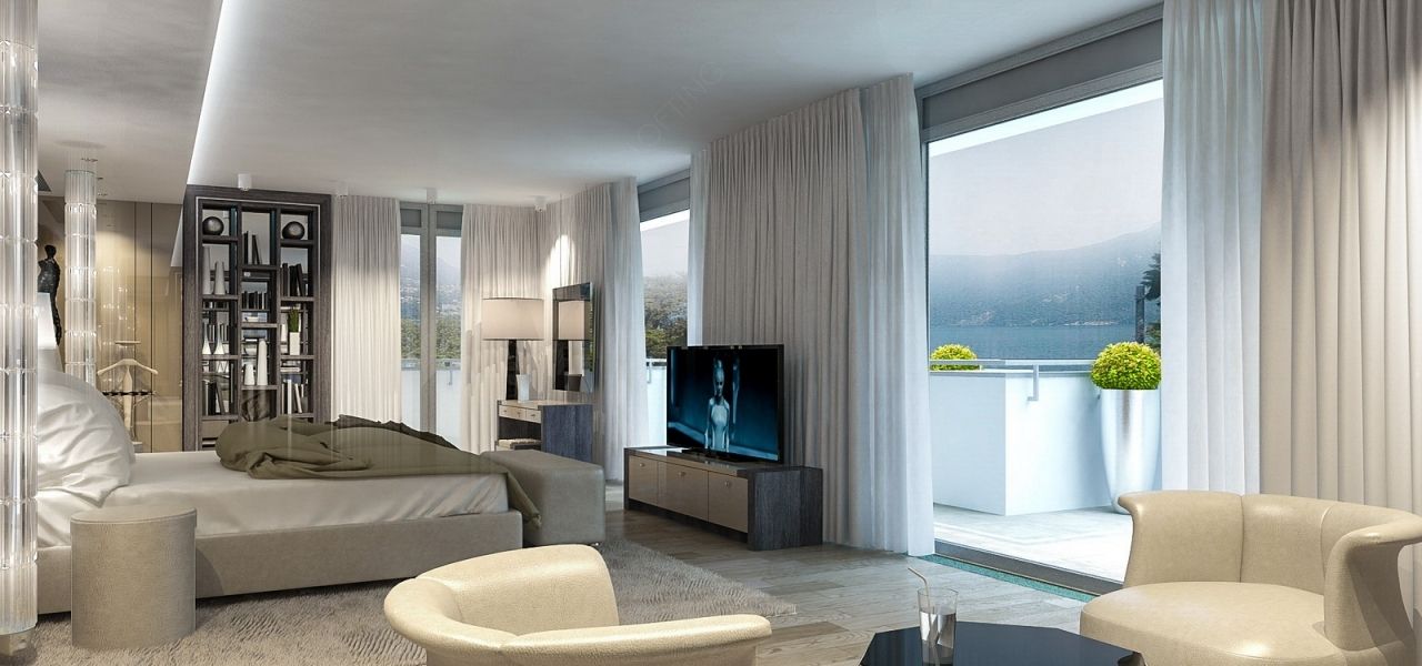 Интерьер двухуровневой квартиры, Швейцария, Локарно, LOFTING LOFTING Camera da letto eclettica
