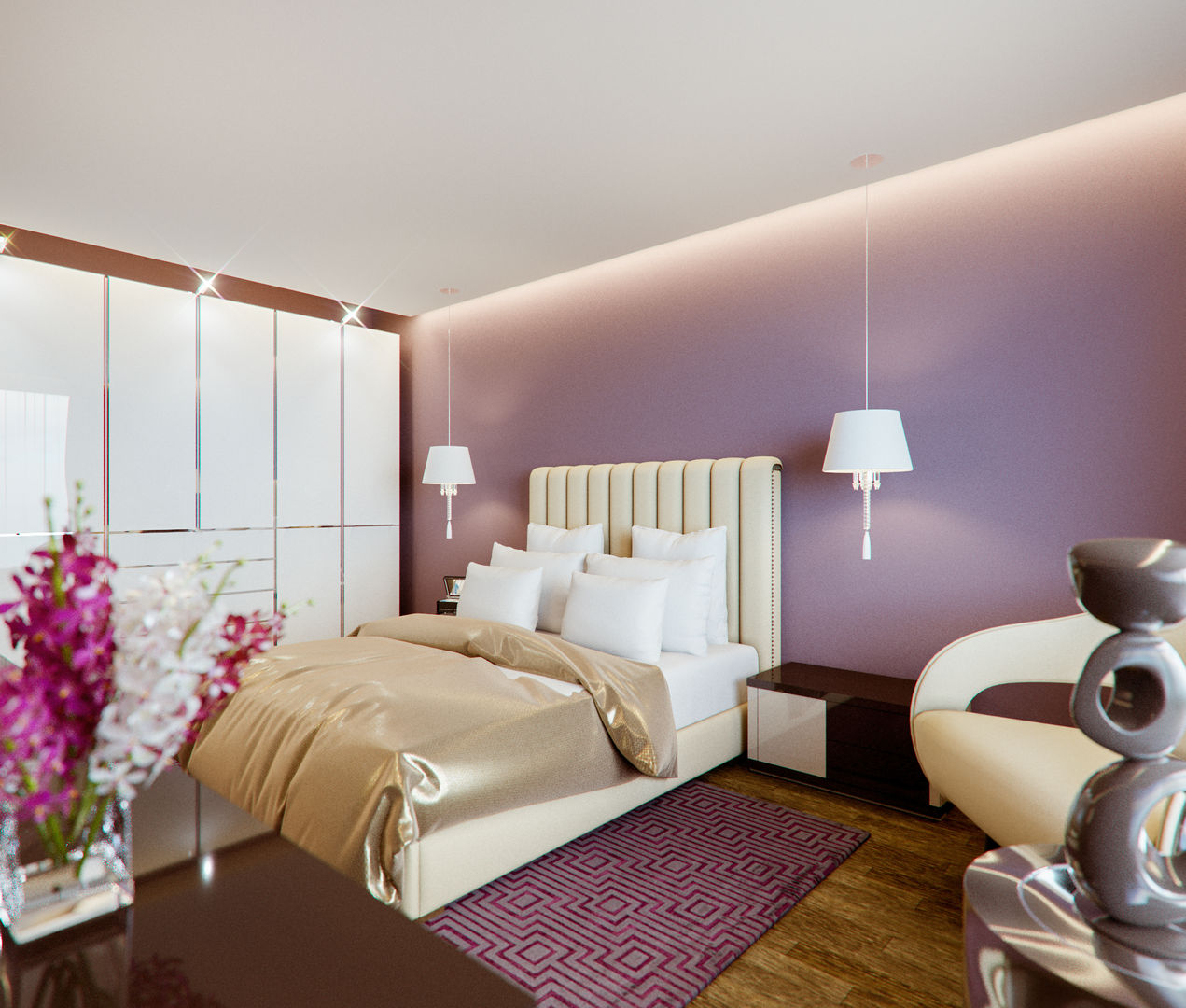 Four room apartment “Vero” in Frankfurt am Main, Hessen, Germany., Insight Vision GmbH Insight Vision GmbH モダンスタイルの寝室