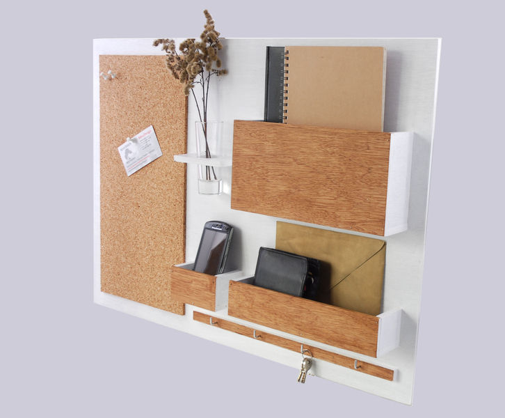 Organizer - 63x45 cm, drewniany - biały plus Silva Design Nowoczesne domowe biuro i gabinet Sklejka Meble do przechowywania