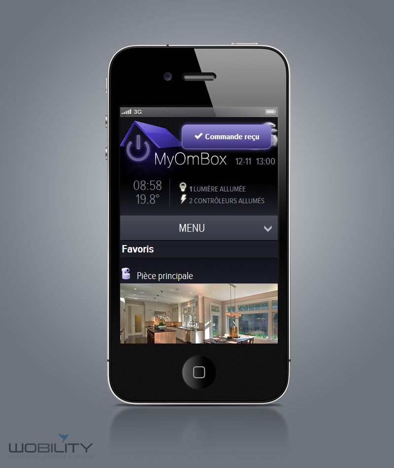 version mobile de l'application de gestion intelligente du domicile à distance MyOmBox